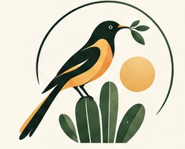 Het Oravelle-beeldmerk: een trupiaal op een cactus